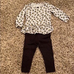 Gold and Black Leopard Outfit - 9 months -LIKE NEW